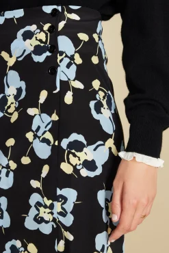 Skirts|Clearance^Amour Vert Gabrielle Washable Silk Skirt BlackPenseeFloralPrint