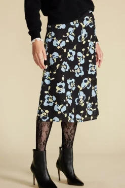 Skirts|Clearance^Amour Vert Gabrielle Washable Silk Skirt BlackPenseeFloralPrint