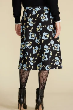 Skirts|Clearance^Amour Vert Gabrielle Washable Silk Skirt BlackPenseeFloralPrint