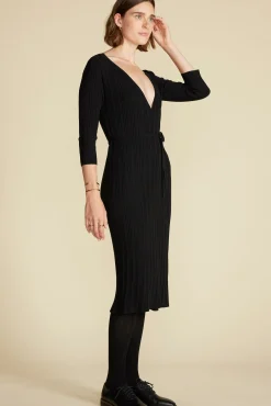 Dresses|Clearance^Amour Vert Ila Knit Wrap Dress Black