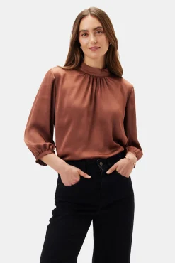 Tops|Clearance^Amour Vert Jeanne 3/4 Sleeve Blouse Cafe