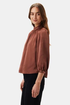Tops|Clearance^Amour Vert Jeanne 3/4 Sleeve Blouse Cafe