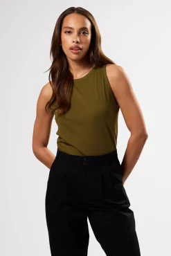 Tops|Clearance^Amour Vert Jillian Organic Cotton Tank OliveGreen