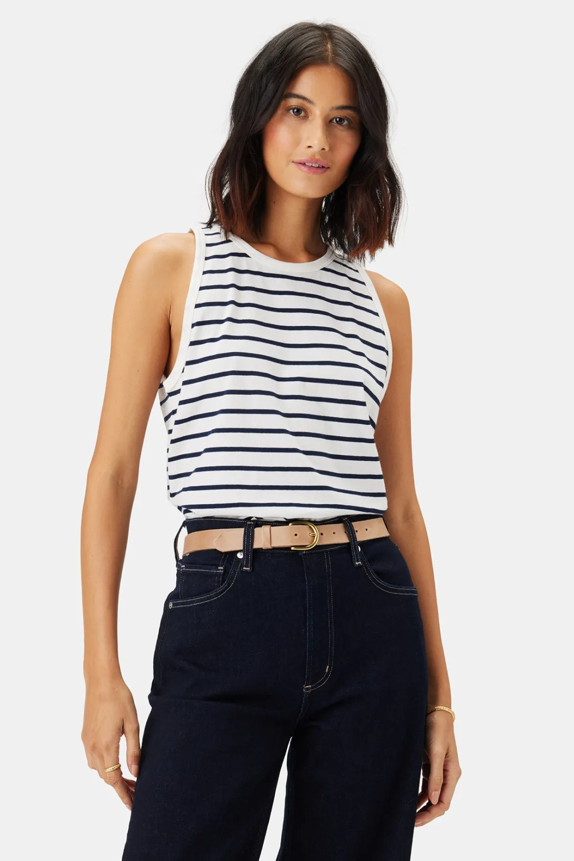 Tops|Clearance^Amour Vert Jillian Organic Cotton Tank IvoryNavyStripe