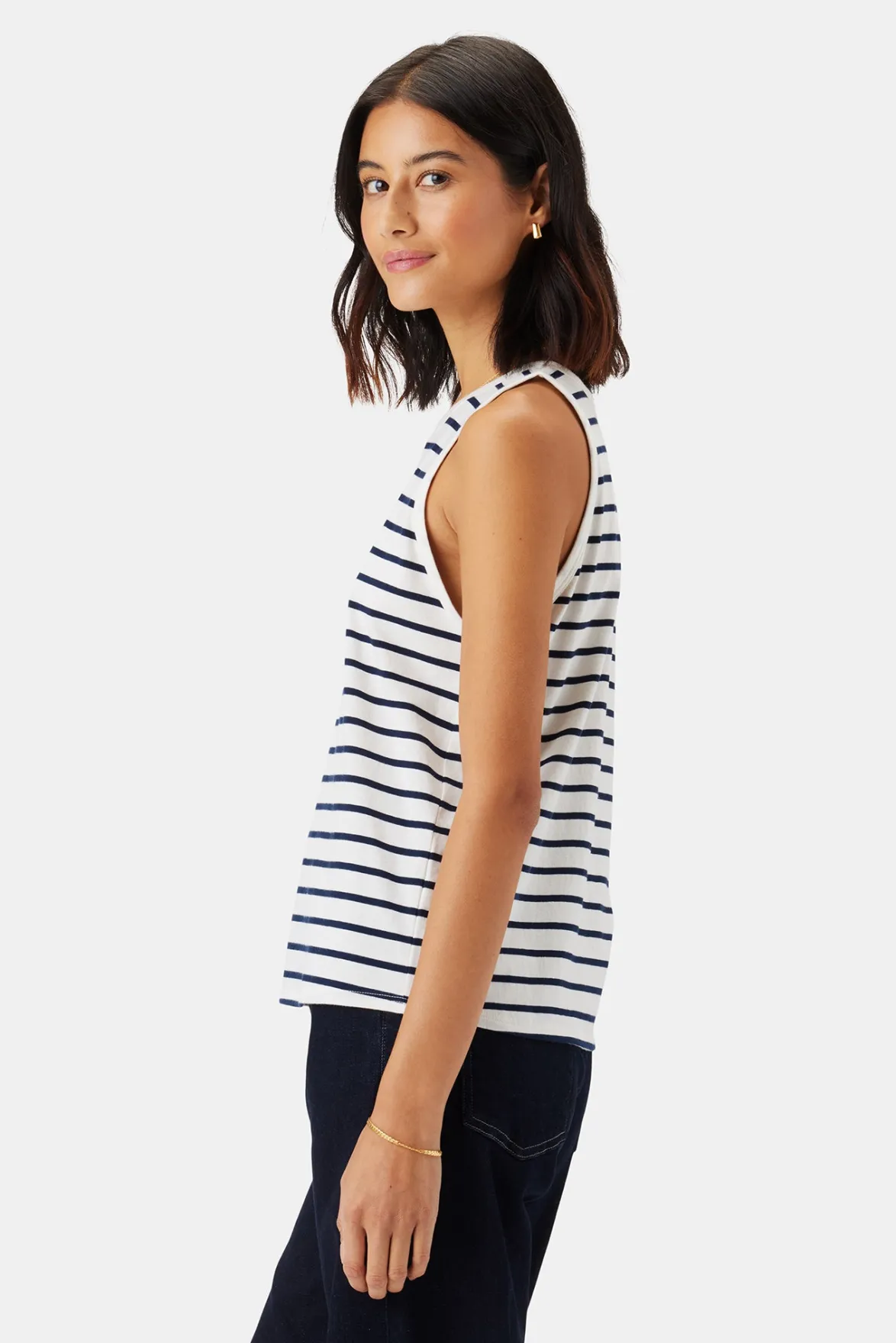 Tops|Clearance^Amour Vert Jillian Organic Cotton Tank IvoryNavyStripe