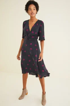 Dresses|Clearance^Amour Vert Joselle Silk Dress PineIvory