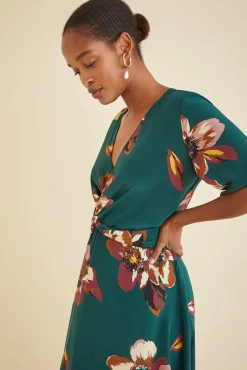 Dresses|Clearance^Amour Vert Joselle Silk Dress PineIvory