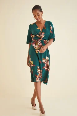 Dresses|Clearance^Amour Vert Joselle Silk Dress PineIvory