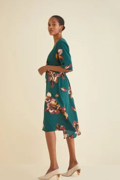 Dresses|Clearance^Amour Vert Joselle Silk Dress PineIvory