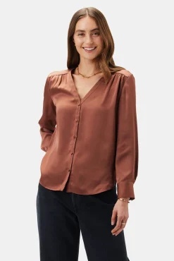 Blouses & Shirts|Tops^Amour Vert Kali Button Front Blouse Cafe