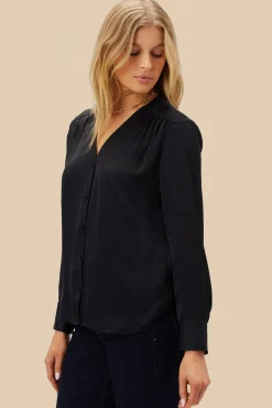 Blouses & Shirts|Tops^Amour Vert Kali Button Front Blouse Black