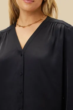 Blouses & Shirts|Tops^Amour Vert Kali Button Front Blouse Black