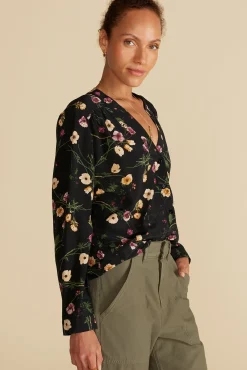 Blouses & Shirts|Tops^Amour Vert Kaya Washable Silk Blouse BlackMargeuritteWildflowerPrint