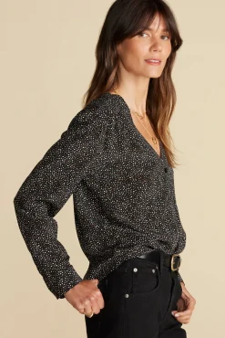 Blouses & Shirts|Tops^Amour Vert Kaya Washable Silk Blouse ChamonixBlackandWhitePrint