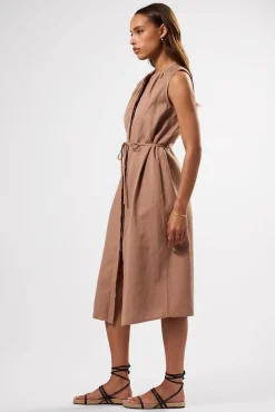 Dresses|Clearance^Amour Vert Kylen Cotton Linen Shirt Dress Sand