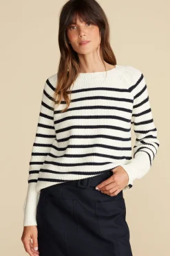 Sweaters & Cardigans|Clearance^Amour Vert Layla Organic Cotton Sweater IvoryNavyStripe