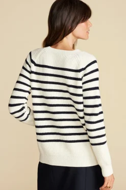 Sweaters & Cardigans|Clearance^Amour Vert Layla Organic Cotton Sweater IvoryNavyStripe