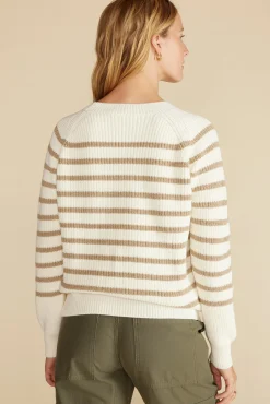 Sweaters & Cardigans|Clearance^Amour Vert Layla Organic Cotton Sweater IvoryandTanStripe