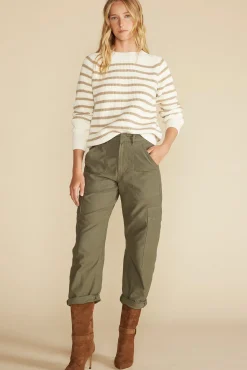 Sweaters & Cardigans|Clearance^Amour Vert Layla Organic Cotton Sweater IvoryandTanStripe