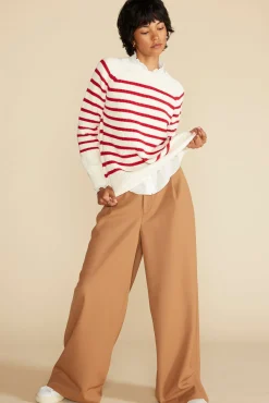 Sweaters & Cardigans|Clearance^Amour Vert Layla Organic Cotton Sweater IvoryandRedStripe