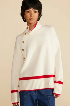 Sweaters & Cardigans^Amour Vert Leonie Stripe Turtleneck Sweater IvoryandRedStripe