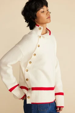 Sweaters & Cardigans^Amour Vert Leonie Stripe Turtleneck Sweater IvoryandRedStripe