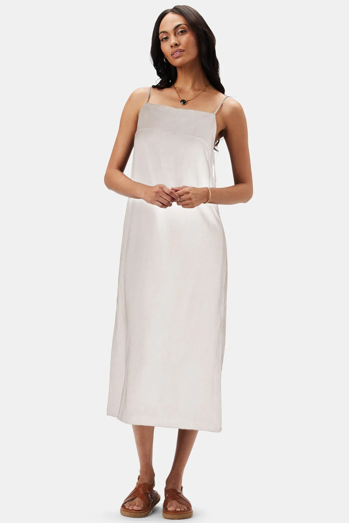 Dresses|Clearance^Amour Vert Lilly Pilly Kai Organic Linen Slip Dress Oatmeal