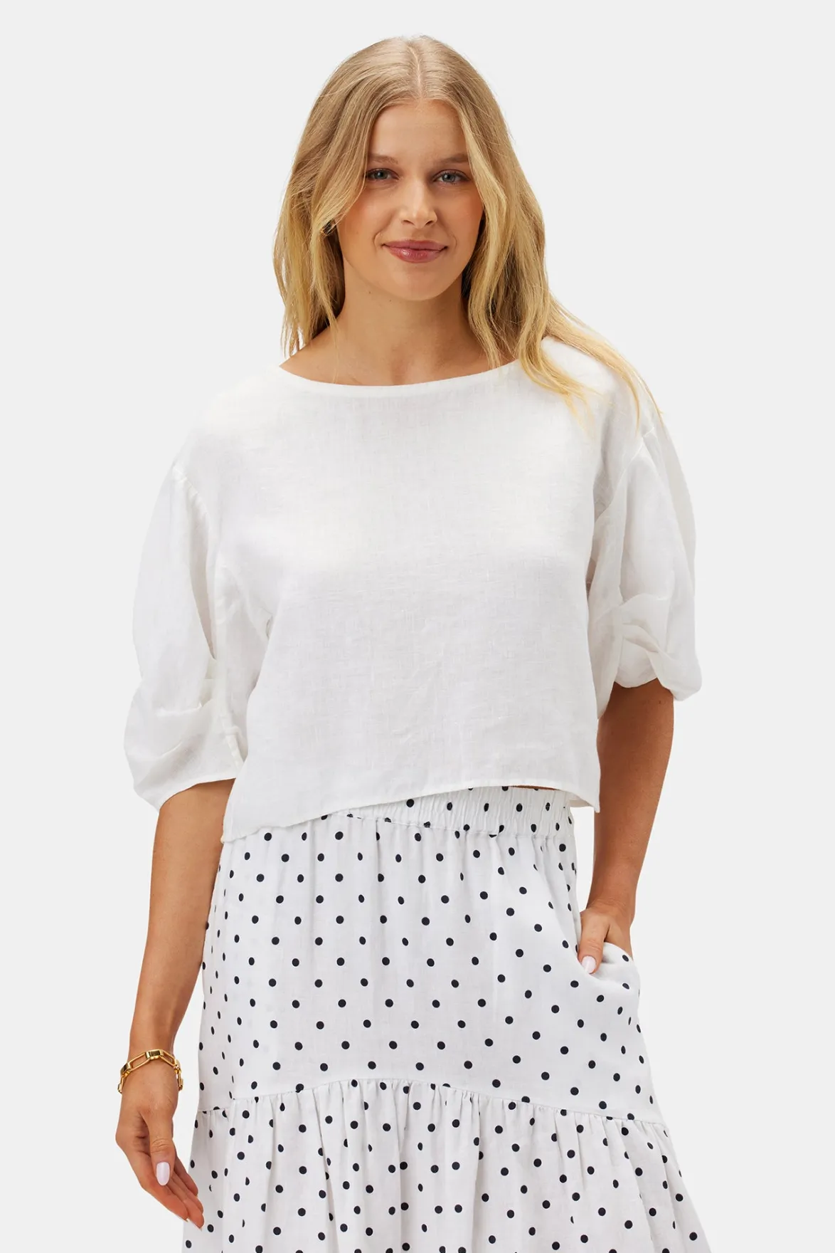 Tops|Clearance^Amour Vert Lilly Pilly Leia Organic Linen Top White