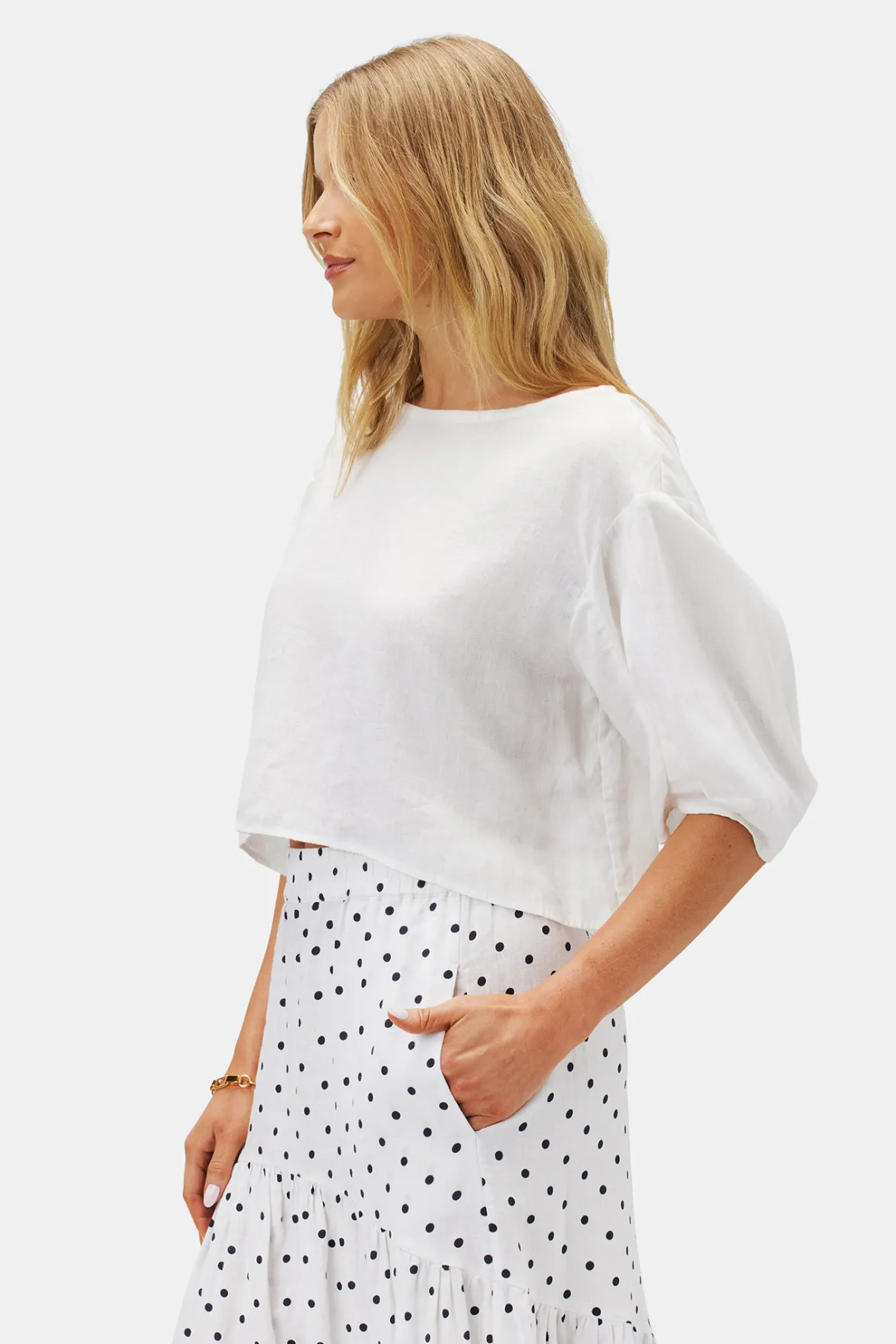 Tops|Clearance^Amour Vert Lilly Pilly Leia Organic Linen Top White