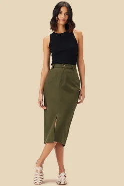 Skirts|Clearance^Amour Vert Lina Organic Cotton Skirt CallaGreen
