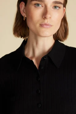 Sweaters & Cardigans|Clearance^Amour Vert Lorraine Merino Wool Henley Sweater Black