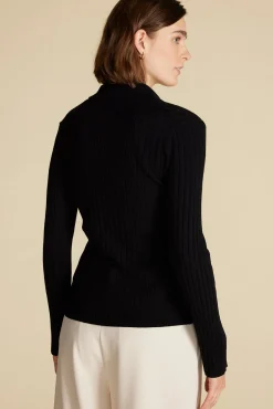 Sweaters & Cardigans|Clearance^Amour Vert Lorraine Merino Wool Henley Sweater Black