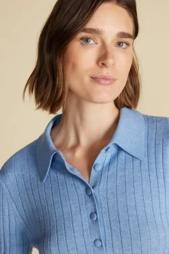 Sweaters & Cardigans|Clearance^Amour Vert Lorraine Merino Wool Henley Sweater SkyBlue