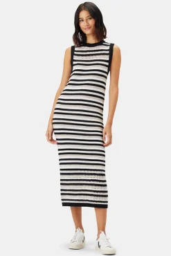 Dresses|Clearance^Amour Vert Louise Crochet Dress BlackWhiteMultiStripe