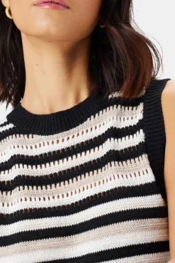 Dresses|Clearance^Amour Vert Louise Crochet Dress BlackWhiteMultiStripe