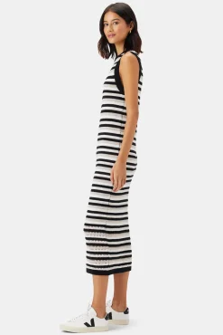 Dresses|Clearance^Amour Vert Louise Crochet Dress BlackWhiteMultiStripe