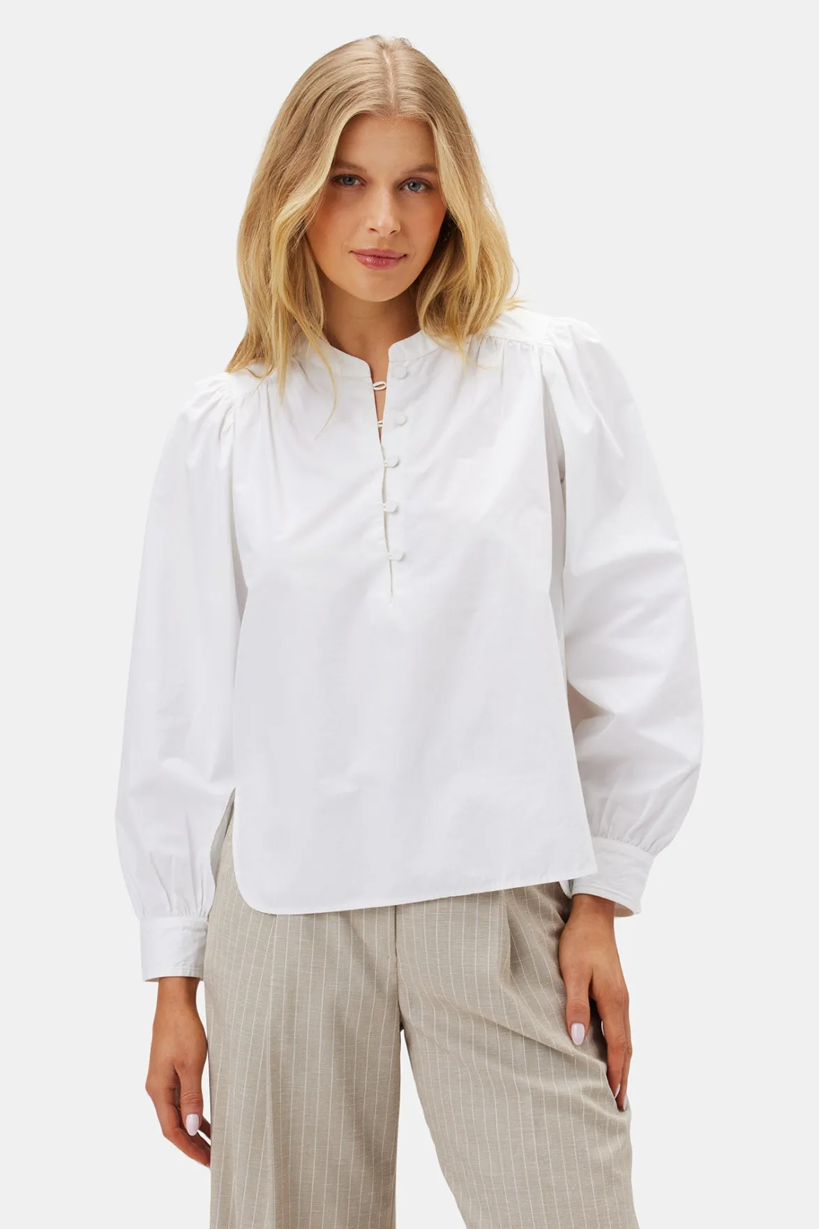 Tops|Clearance^Amour Vert Lucie Organic Cotton Poplin Blouse White