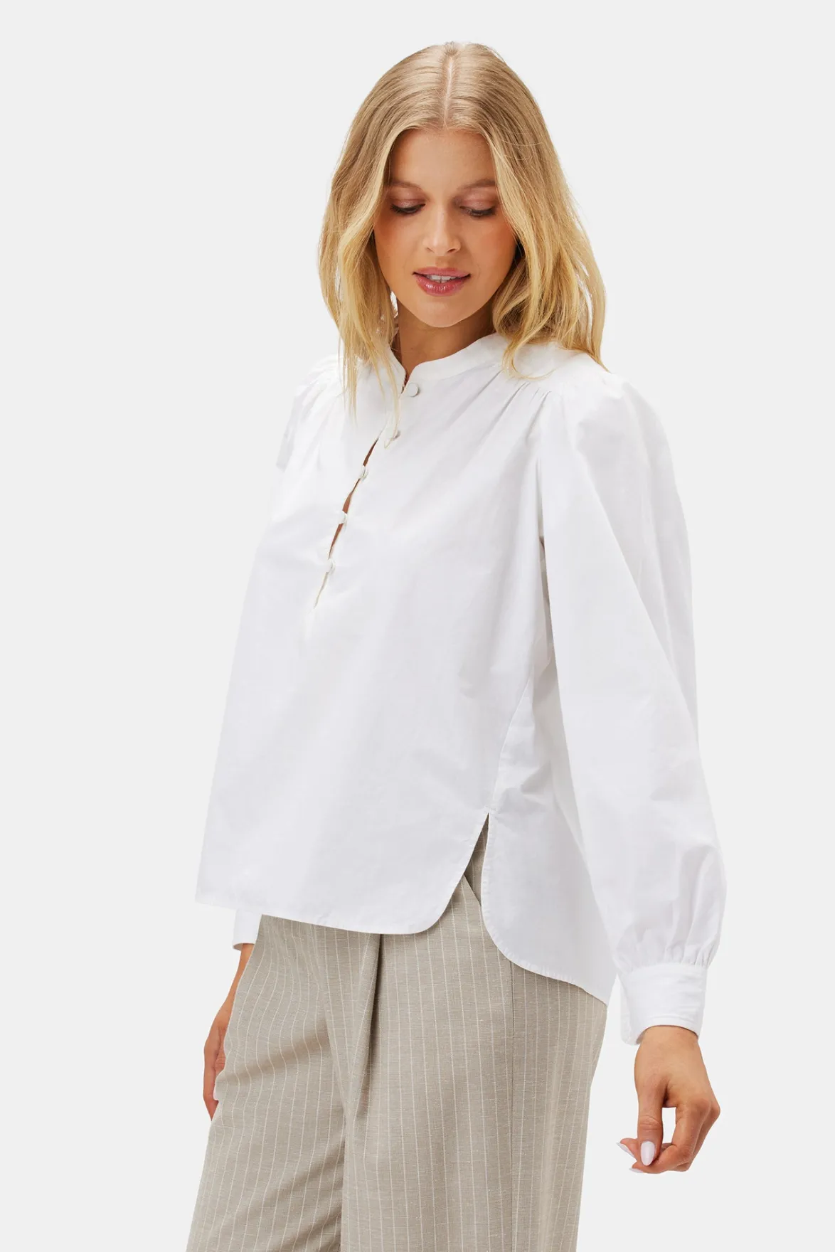 Tops|Clearance^Amour Vert Lucie Organic Cotton Poplin Blouse White