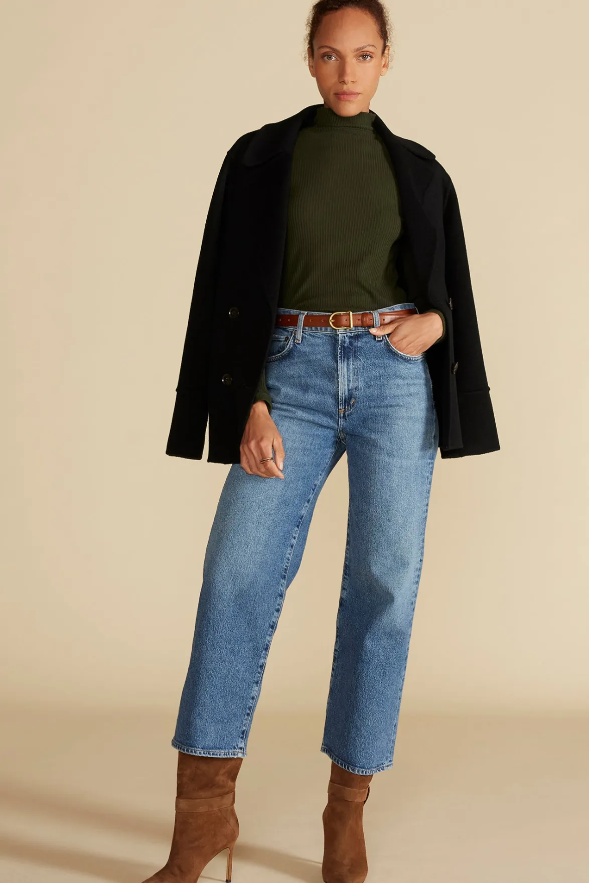 Tops^Amour Vert Lux Paris Rib Turtleneck OliveGreen