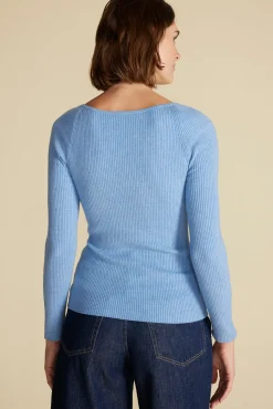 Sweaters & Cardigans|Tops^Amour Vert Maelle Square Neck Sweater SkyBlue