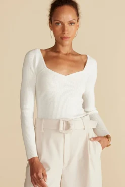 Sweaters & Cardigans|Tops^Amour Vert Maelle Square Neck Sweater Ivory