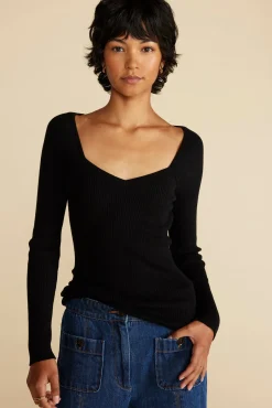 Sweaters & Cardigans|Tops^Amour Vert Maelle Square Neck Sweater Black