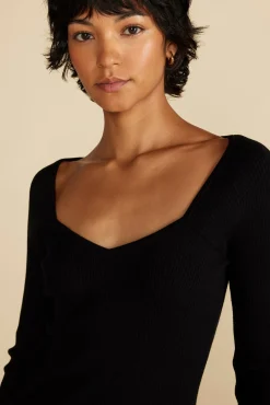 Sweaters & Cardigans|Tops^Amour Vert Maelle Square Neck Sweater Black