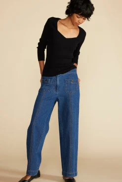 Sweaters & Cardigans|Tops^Amour Vert Maelle Square Neck Sweater Black