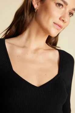 Dresses|Clearance^Amour Vert Maelle Square Neck Sweater Dress Black