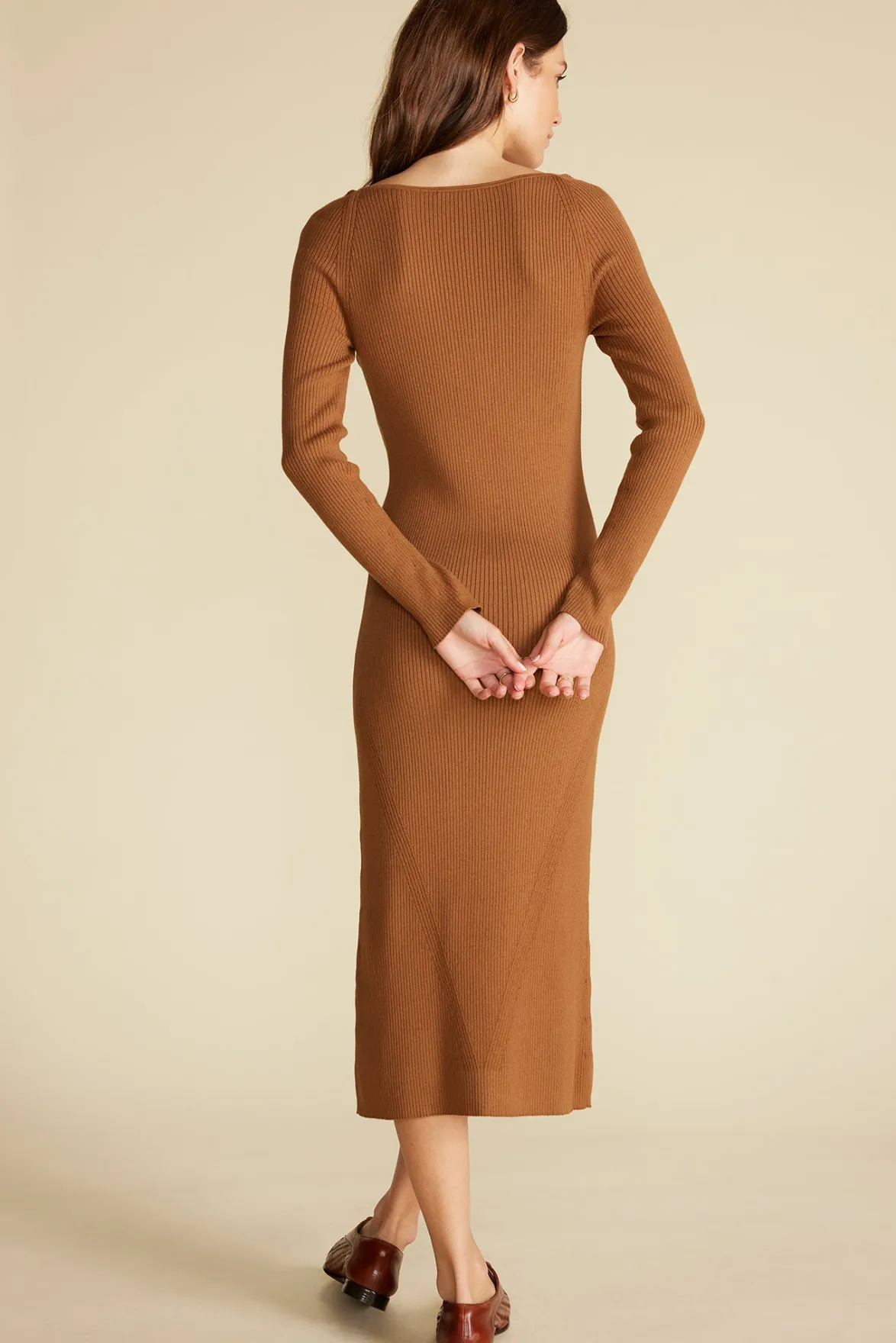 Dresses|Clearance^Amour Vert Maelle Square Neck Sweater Dress AlmondBrown