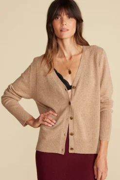Sweaters & Cardigans^Amour Vert Mason Cashmere Cardigan CafeAuLait