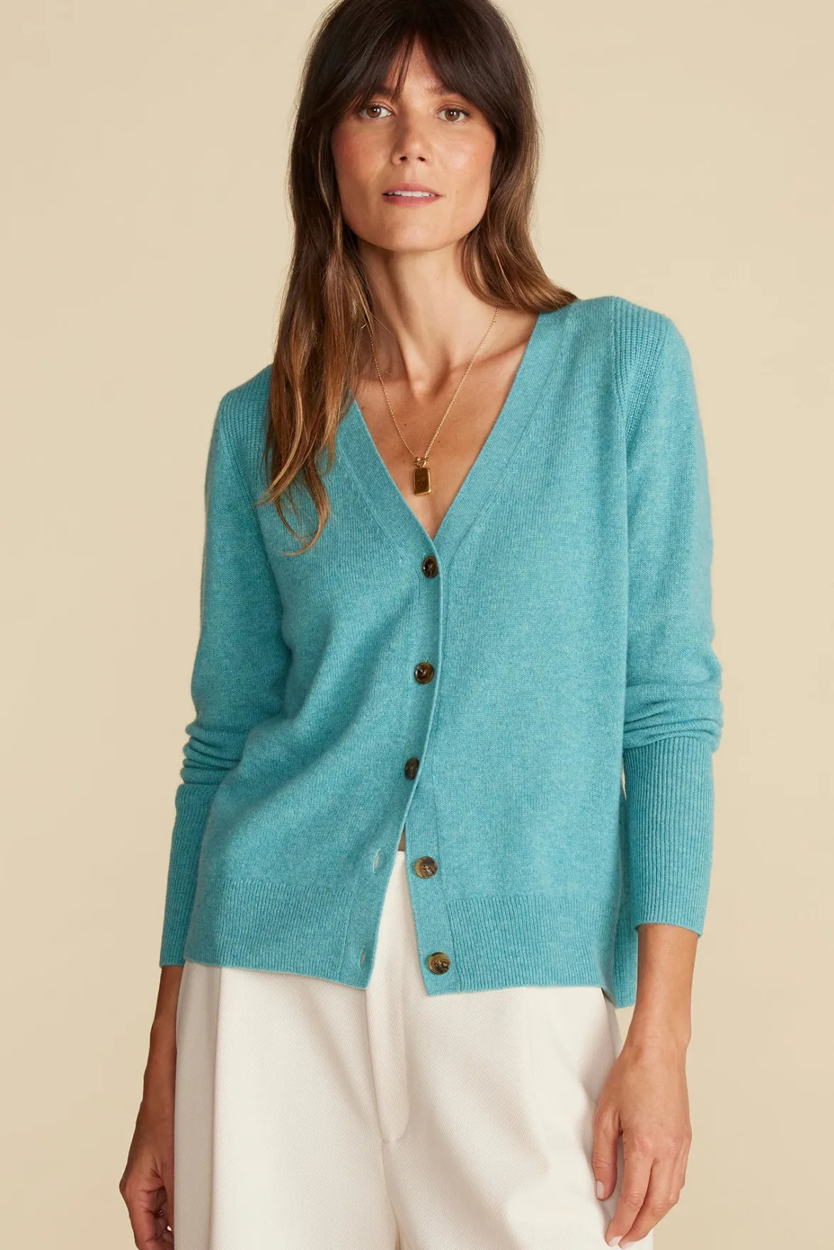 Sweaters & Cardigans^Amour Vert Mason Cashmere Cardigan Aegean