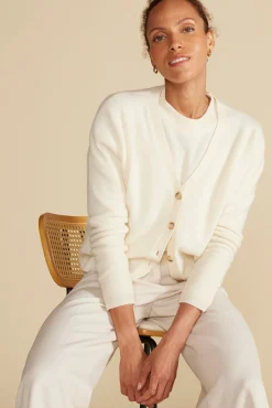 Sweaters & Cardigans^Amour Vert Mason Cashmere Cardigan Ivory