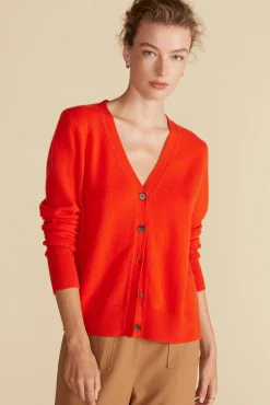 Sweaters & Cardigans^Amour Vert Mason Cashmere Cardigan ClementineOrange